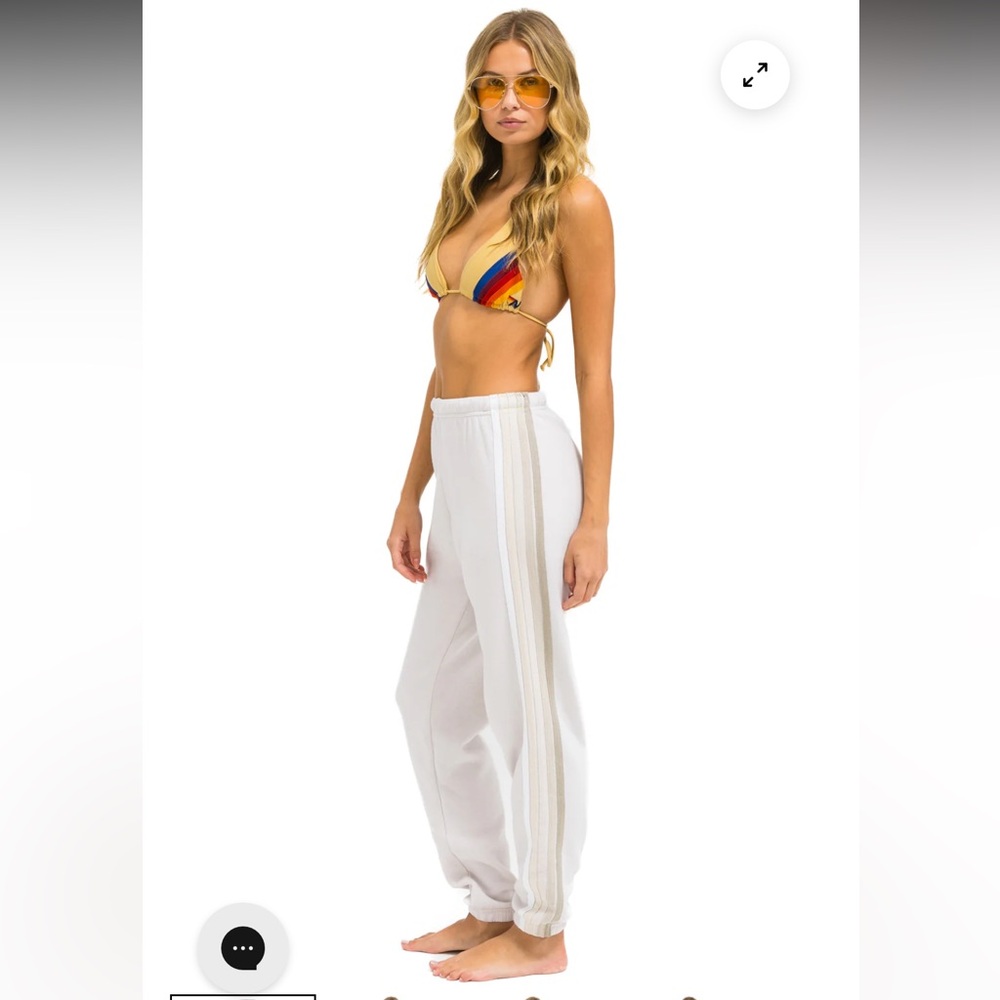 Aviator Nation 5 STRIPE SWEATPANTS - DOVE // WHITE // GREY Size Small New